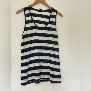 Velvet by Graham & Spencer Navy and White Striped Tank Top